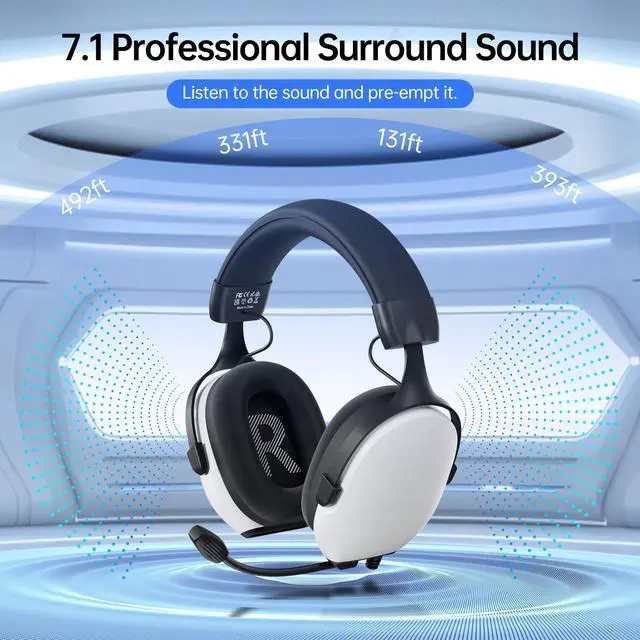 Alt view image 2 of 7 - Gaming Headsets with Mic for Xbox,PS4,PS5,Switch,PC,7.1 Surround Sound Gmaing Headphones with Noise Cancelling Microphone,50MM Dynamic Drivers, 3.5MM Audio Jack-White