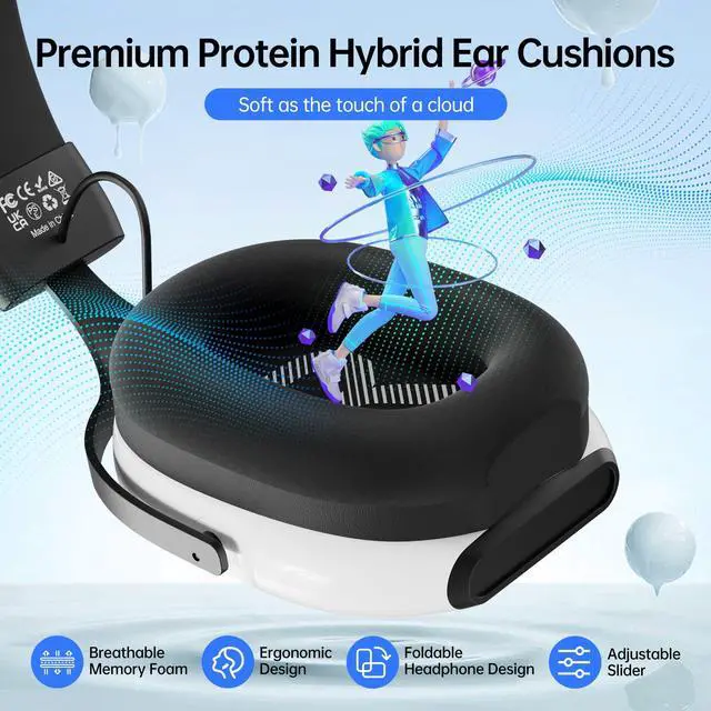 Alt view image 3 of 7 - Gaming Headsets with Mic for Xbox,PS4,PS5,Switch,PC,7.1 Surround Sound Gmaing Headphones with Noise Cancelling Microphone,50MM Dynamic Drivers, 3.5MM Audio Jack-White