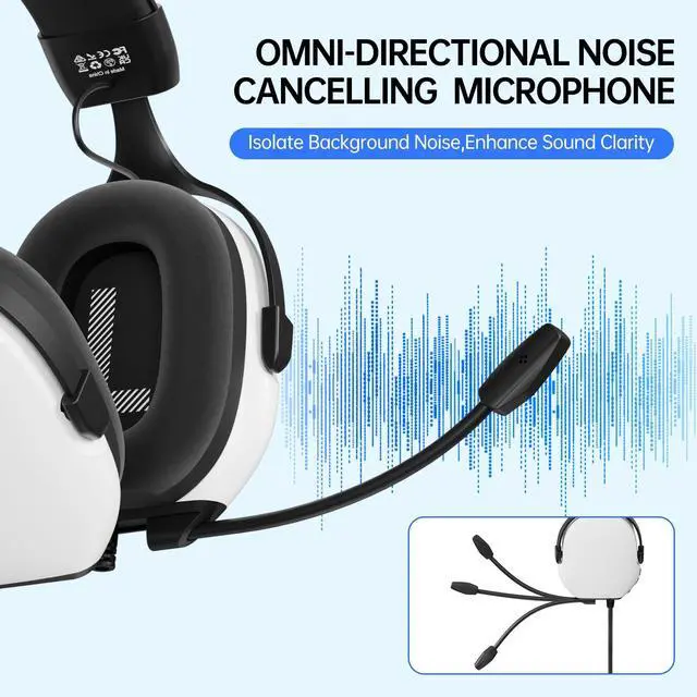 Alt view image 4 of 7 - Gaming Headsets with Mic for Xbox,PS4,PS5,Switch,PC,7.1 Surround Sound Gmaing Headphones with Noise Cancelling Microphone,50MM Dynamic Drivers, 3.5MM Audio Jack-White