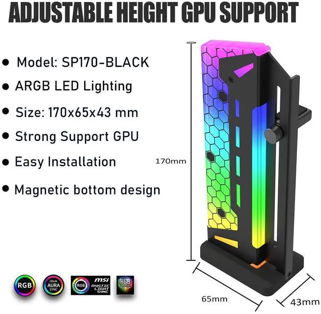 ARGB GPU Support Bracket, GPU Brace Support, 5V 3Pin addressable GPU ...