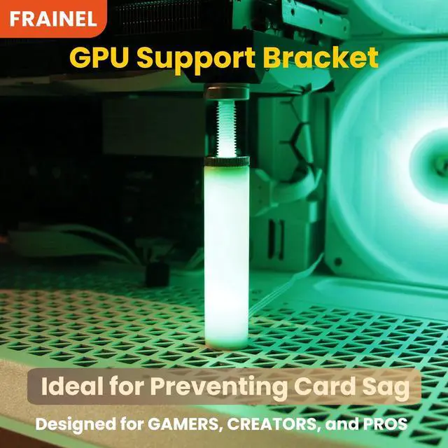 Alt view image 2 of 7 - GPU Support Bracket. ARGB Sync Color. Adjustable Length 3 to 5 inch. Rubber Pad. Compatible All GPU Brands. Works with ATX, E-ATX, M-ATX Case. Include Leveling Tool. Graphic Card Stand.