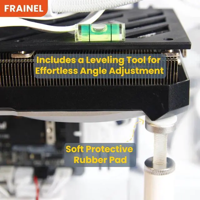 Alt view image 5 of 7 - GPU Support Bracket. ARGB Sync Color. Adjustable Length 3 to 5 inch. Rubber Pad. Compatible All GPU Brands. Works with ATX, E-ATX, M-ATX Case. Include Leveling Tool. Graphic Card Stand.