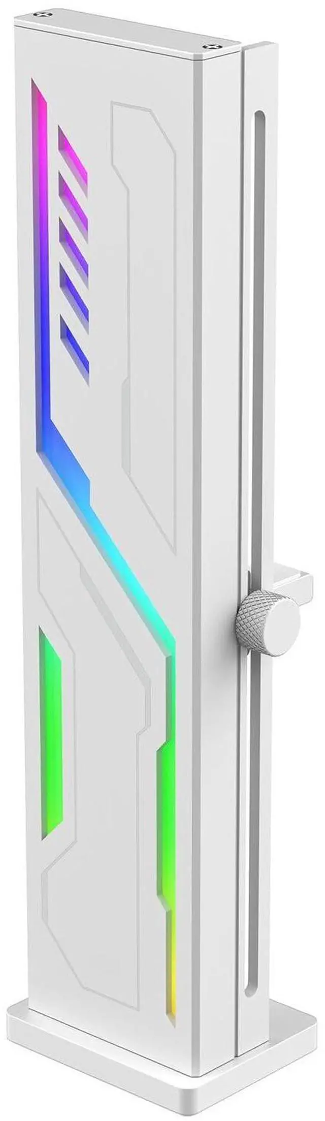 Main image of White Graphics Card Support Bracket ARGB VE180-White, GPU Stand Brace Sag Holder Black with Adjustable Slide Height, Built-in 5v 3pin ARGB, Vertical Type Rubber Pad Magnetic Base (White)