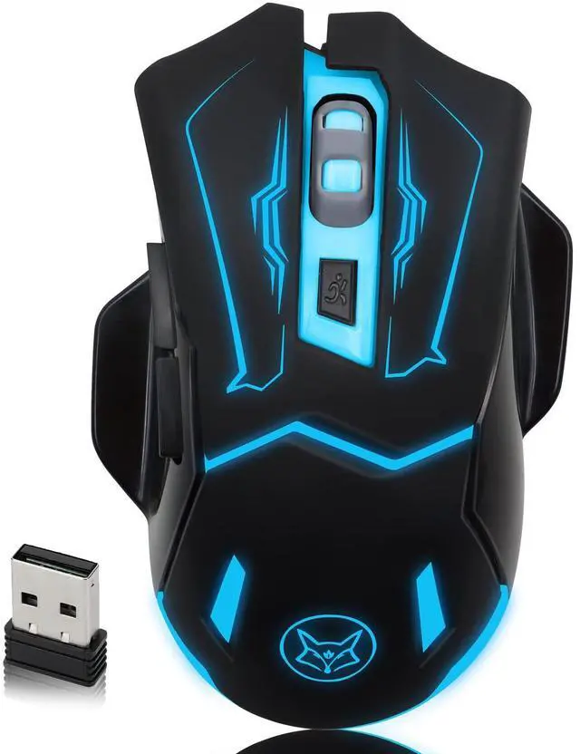 Main image of Wireless Gaming Mouse, Silent Click Wireless Rechargeable Mice with Colorful LED Lights & 3-Level DPI Adjustable, 6 Buttons Mouse with Side Buttons & Thumb Rest, Computer Gamer Mouse for PC