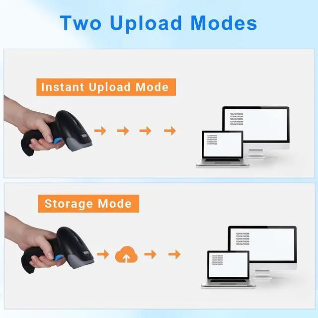 Alt view image 6 of 7 - 1D 2D QR Barcode Scanner Wireless, Handheld Cordless Bar Codes Reader