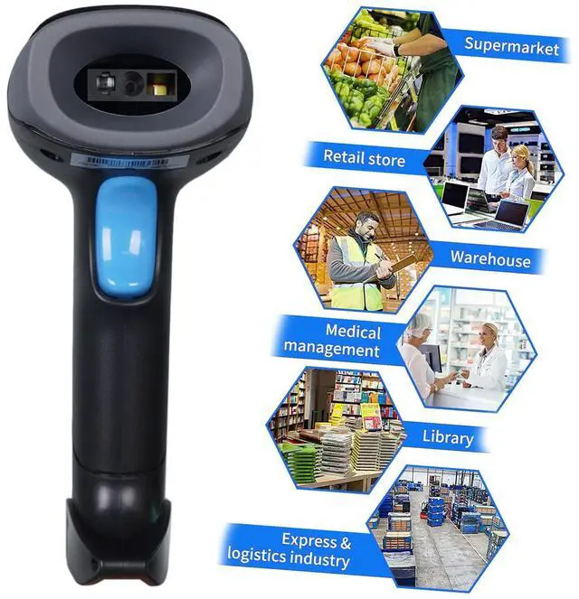 Alt view image 7 of 7 - 1D 2D QR Barcode Scanner Wireless, Handheld Cordless Bar Codes Reader