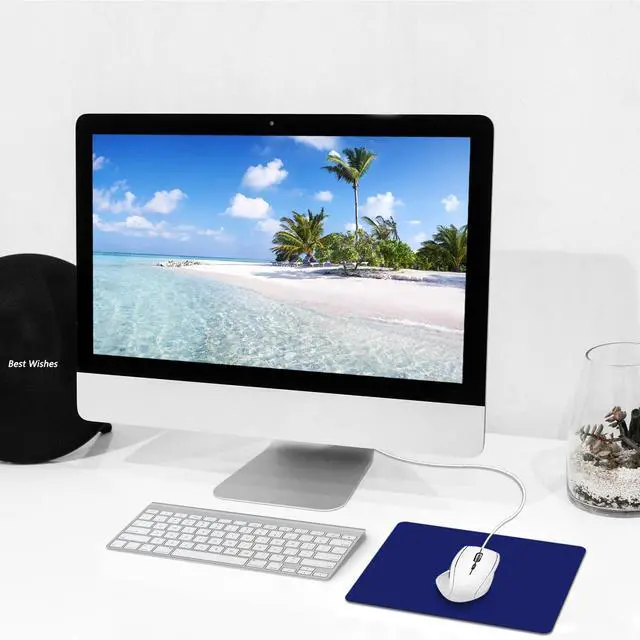 Alt view image 6 of 7 - Mouse Pad, Square Mousepad, Personalized Premium-Textured, Non-Slip Rubber Base Mouse Mat, Waterproof Gaming Mouse Pad for Wireless Mouse, Computers, Laptop, Office, Home (Dark Blue)