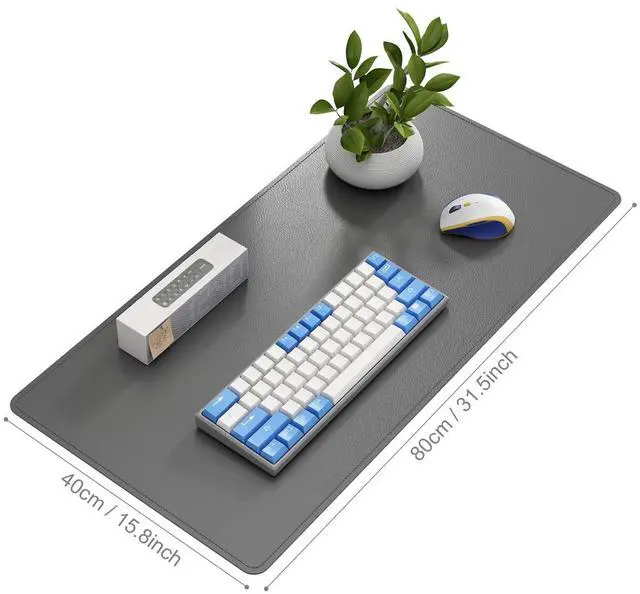 Alt view image 3 of 7 - Desk Mat Protector,PU Leather Desk Pad,Non Slip, Large Mouse Pad and Keyboard Mat, Waterproof Writing Pad for Office and Home (Dark Gray)