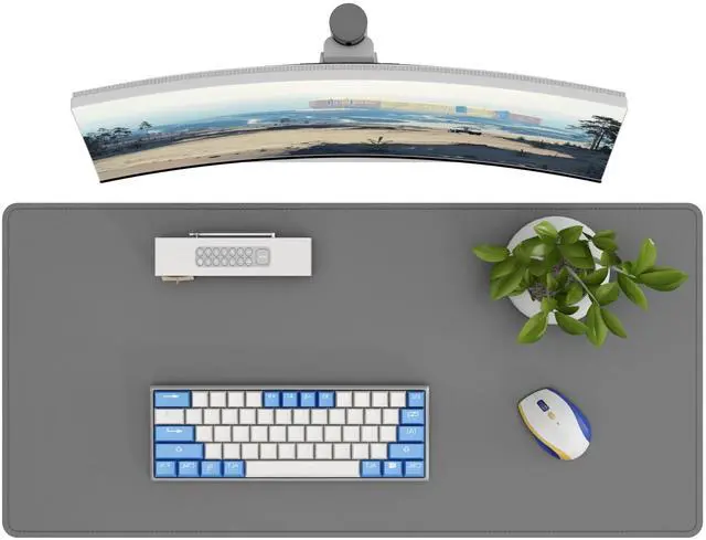 Alt view image 2 of 7 - Desk Mat Protector,PU Leather Desk Pad,Non Slip, Large Mouse Pad and Keyboard Mat, Waterproof Writing Pad for Office and Home (Dark Gray)