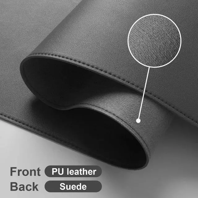 Alt view image 5 of 7 - Desk Mat Protector,PU Leather Desk Pad,Non Slip, Large Mouse Pad and Keyboard Mat, Waterproof Writing Pad for Office and Home (Dark Gray)