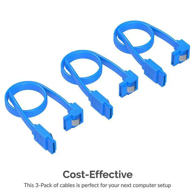 Alt view image 2 of 6 - SATA III 6Gbps Right-Angle Data Cable, 3-Pack 20in Blue (CB-SRB3)