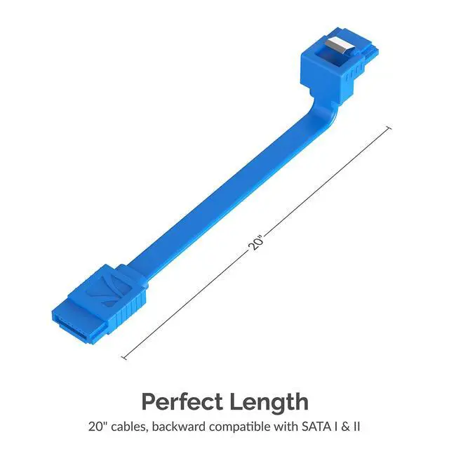Alt view image 3 of 6 - SATA III 6Gbps Right-Angle Data Cable, 3-Pack 20in Blue (CB-SRB3)