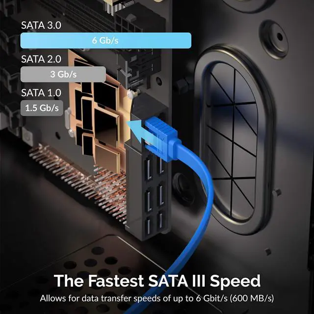 Alt view image 7 of 7 - SATA III (6 Gbit/s) Straight Data Cable with Locking Latch for HDD/SSD/CD and DVD Drives (3 Pack 20 Inch) in Blue (CB-SFB3)