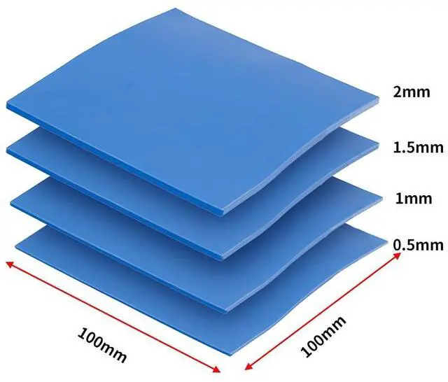 Alt view image 2 of 7 - 4 Pack Thermal Pad,100x100mm 0.5mm 1mm 1.5mm 2mm Highly Efficient Thermal Conductivity 6.0 W/mK,Heat Resistant Silicone Thermal Pads for Laptop Heatsink CPU GPU SSD IC LED Cooler