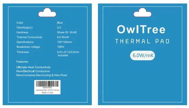 Alt view image 7 of 7 - 4 Pack Thermal Pad,100x100mm 0.5mm 1mm 1.5mm 2mm Highly Efficient Thermal Conductivity 6.0 W/mK,Heat Resistant Silicone Thermal Pads for Laptop Heatsink CPU GPU SSD IC LED Cooler