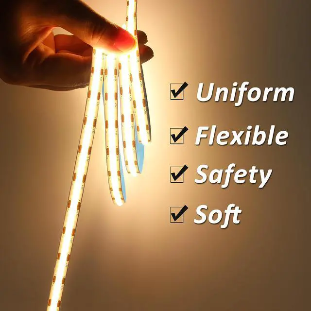 Alt view image 4 of 7 - Led Strip Lights 5V USB 320 LEDs 2Pack Short COB LED Strip Light 3000K Warm White Not Dimmable Flexible Small led for Home DIY Lighting Room Decor TV Lights Indoor Use (3.28FT/1M*2)