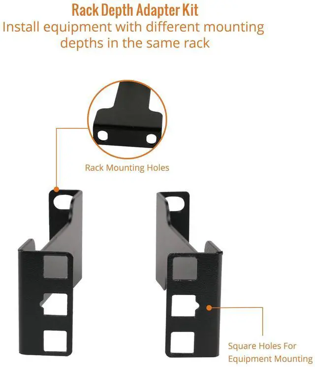 Alt view image 4 of 6 - Server Rack Depth Extender - 1U - 4inch Depth - TAA Compliant - Recessed Rack Adapter - Rack Mount Adapter Kit - Network Rack Extender