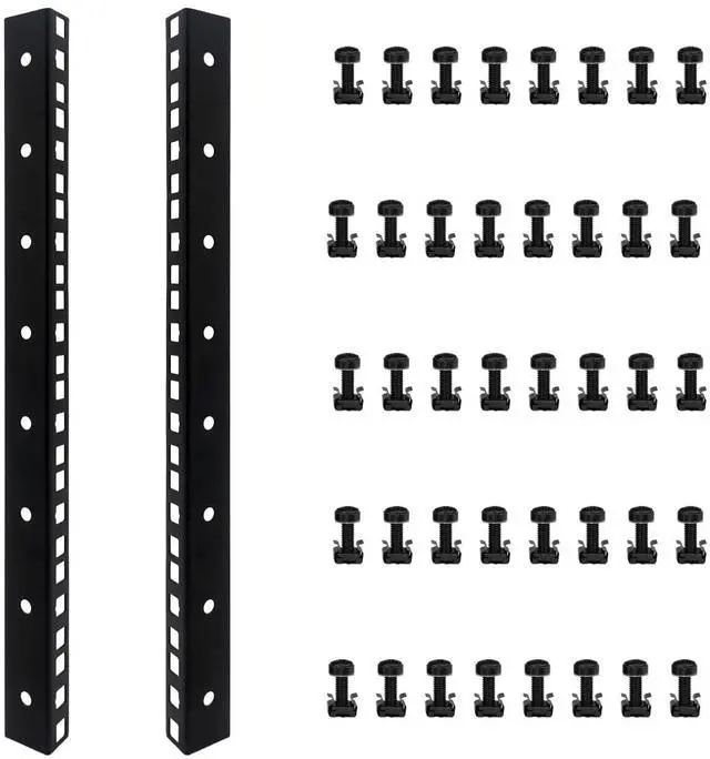 Main image of 8U Rack Rails with M6 Rack Mount Screws and Cage Nuts Set for DIY Server and Network Switch Racks