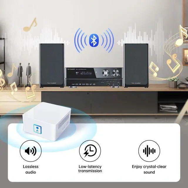 Alt view image 6 of 7 - Bluetooth Receiver for Stereo, RCA & 3.5mm AUX, Wireless HiFi Adapter | Wireless audio receiver home stereo systems speakers. Enjoy HiFi music streaming/low latency/stable connection/easy pairing