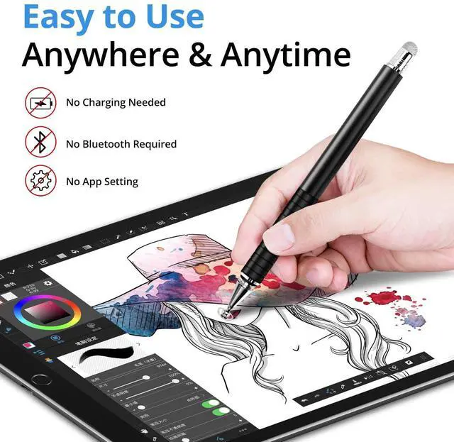 Alt view image 5 of 6 - Capacitive Stylus Pen (4 Pack), Universal Stylist Pens 2 in 1 Precision Series Fine Point Disc Touch Screen for iPhone/iPad/Android/Tablet and All Screens