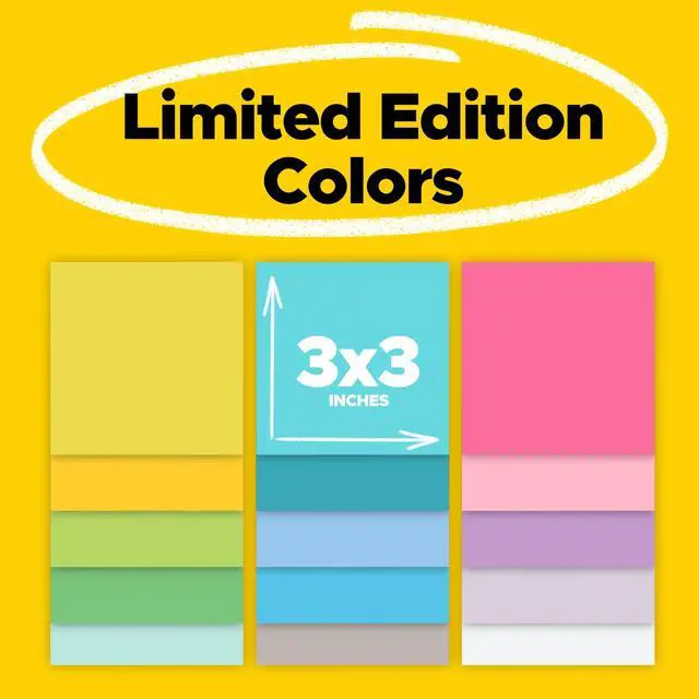 Alt view image 2 of 7 - Super Sticky Notes, 3 x 3 in, Assorted Brights, 15 Pads