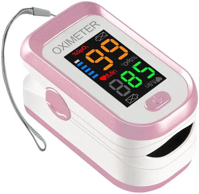 Main image of Pulse Oximeter Fingertip, Blood Oxygen Saturation Monitor with Large LED Display, Heart Rate Monitor for Adults, Fingertip Pulse Oximetr, with Lanyard (Rose Gold)