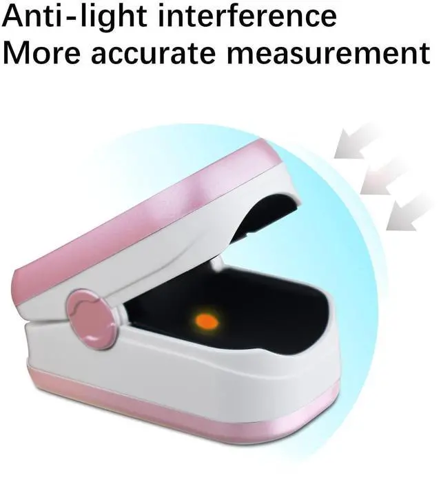 Alt view image 6 of 7 - Pulse Oximeter Fingertip, Blood Oxygen Saturation Monitor with Large LED Display, Heart Rate Monitor for Adults, Fingertip Pulse Oximetr, with Lanyard (Rose Gold)