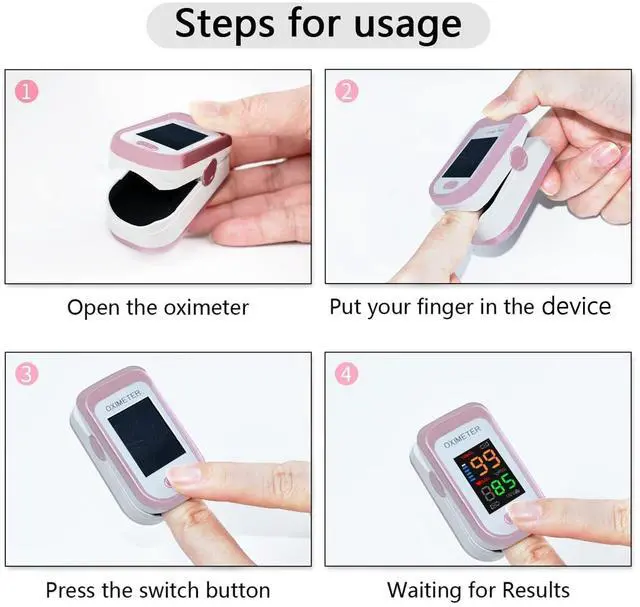 Alt view image 7 of 7 - Pulse Oximeter Fingertip, Blood Oxygen Saturation Monitor with Large LED Display, Heart Rate Monitor for Adults, Fingertip Pulse Oximetr, with Lanyard (Rose Gold)