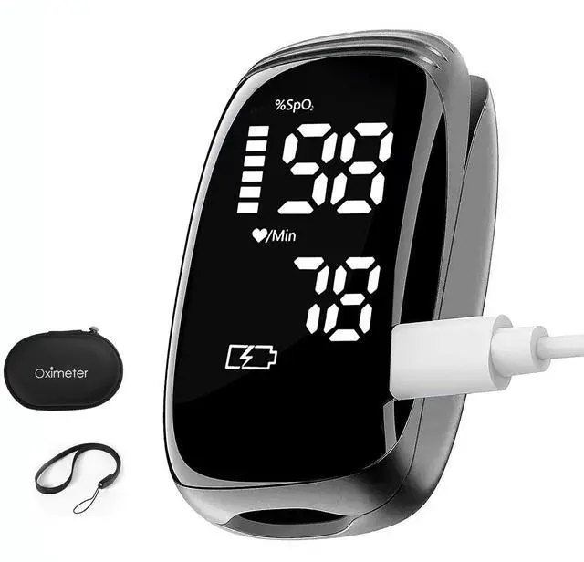 Main image of Rechargeable Pulse Oximeter Fingertip - Blood Oxygen Saturation Monitor With Accurate Fast SpO2 Reading Outdoor Sports Wide Use (Black)