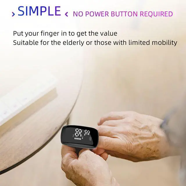 Alt view image 2 of 7 - Rechargeable Pulse Oximeter Fingertip - Blood Oxygen Saturation Monitor With Accurate Fast SpO2 Reading Outdoor Sports Wide Use (Black)