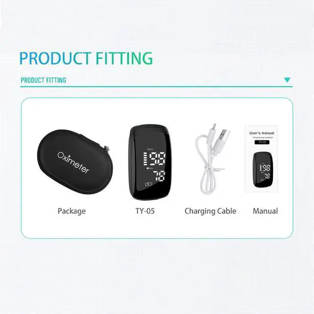 Alt view image 5 of 7 - Rechargeable Pulse Oximeter Fingertip - Blood Oxygen Saturation Monitor With Accurate Fast SpO2 Reading Outdoor Sports Wide Use (Black)