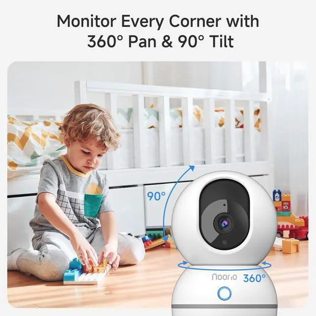 Alt view image 6 of 7 - 2K Indoor Camera Wireless, Baby Monitor Pet Camera, 2-Way Audio | 360-Degree for Home Security/Smart Motion Tracking, Phone App, IR Night Vision, Siren, Compatible with Alexa, CS201