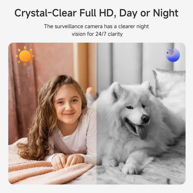 Alt view image 7 of 7 - 2K Indoor Camera Wireless, Baby Monitor Pet Camera, 2-Way Audio | 360-Degree for Home Security/Smart Motion Tracking, Phone App, IR Night Vision, Siren, Compatible with Alexa, CS201