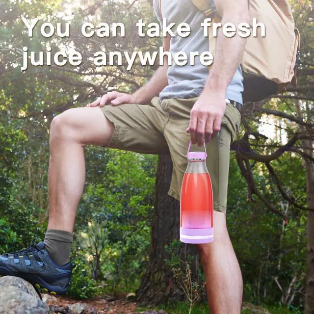 Alt view image 6 of 6 - Smoothie Blender Personal Size Juicer 17oz Big Capacity USB-C Rechargeable (Light Sky Blue)