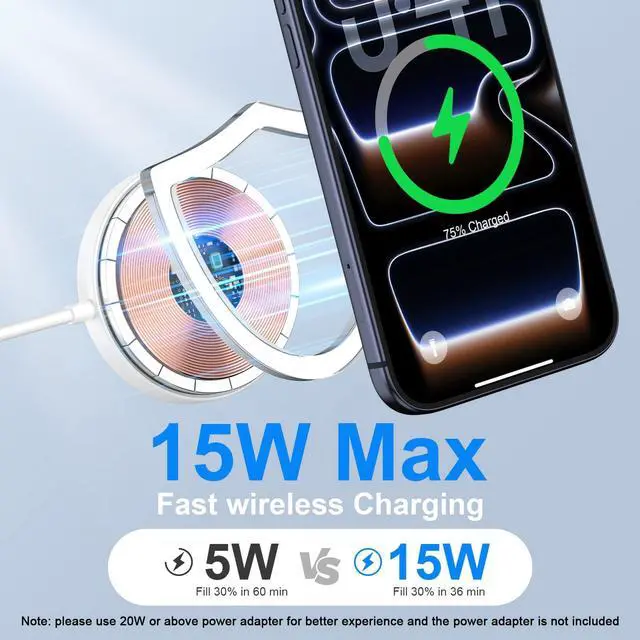 Alt view image 2 of 7 - Pixel 10a 10 Pro XL Wireless Charger for Google Pixel 10 Pro Fold 9a 9 Pro XL 9Fold 8a 8 Pro 7a 7 6,Magnetic Wireless Charging Pad Magsafe for iPhone 17e 17 Air Pro Max 16e 16 15 14 13 12,USB-C/A Port