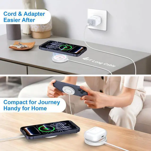 Alt view image 4 of 7 - Pixel 10a 10 Pro XL Wireless Charger for Google Pixel 10 Pro Fold 9a 9 Pro XL 9Fold 8a 8 Pro 7a 7 6,Magnetic Wireless Charging Pad Magsafe for iPhone 17e 17 Air Pro Max 16e 16 15 14 13 12,USB-C/A Port