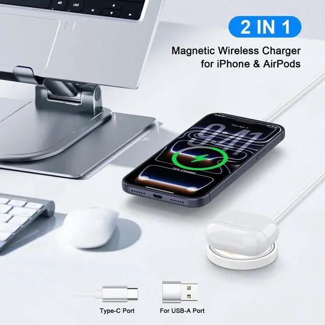 Alt view image 6 of 7 - Pixel 10a 10 Pro XL Wireless Charger for Google Pixel 10 Pro Fold 9a 9 Pro XL 9Fold 8a 8 Pro 7a 7 6,Magnetic Wireless Charging Pad Magsafe for iPhone 17e 17 Air Pro Max 16e 16 15 14 13 12,USB-C/A Port