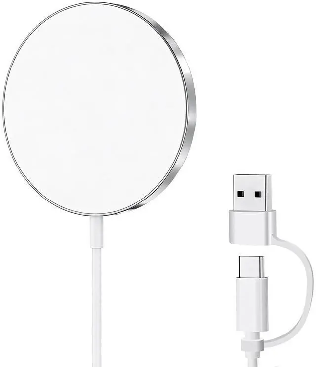 Main image of for MagSafe Charger, Magnetic Wireless Charging Pad for iPhone 17/17 Pro/17 Pro Max/Air/16 15 14 13 12 Pro Max Plus mini/AirPods 2 3 Pro, Strong Magnet, Aluminum Alloy, USB-C/A Ports(SILVER)