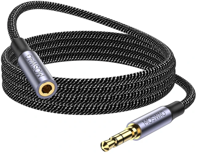 Main image of 10FT 3.5mm Extension Cable Audio Male to Female Stereo Extension | Nylon Braided Cord Compatible for Home/Car Stereos Smartphones Headphones Tablets Media Players and More