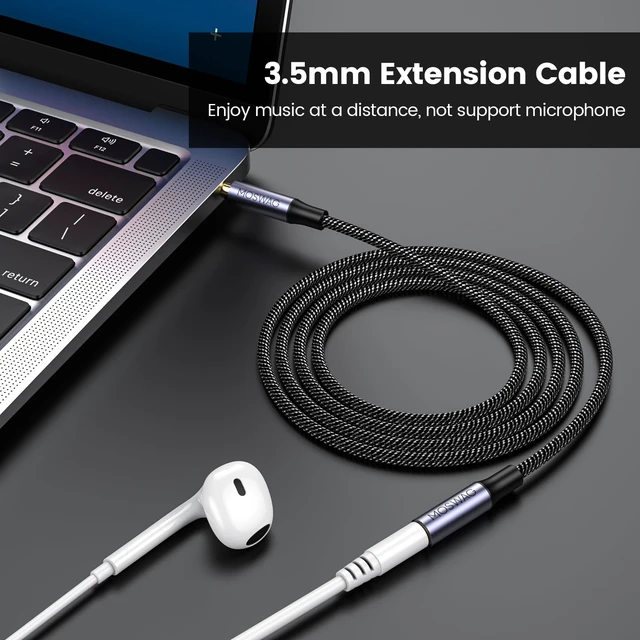 Alt view image 4 of 6 - 10FT 3.5mm Extension Cable Audio Male to Female Stereo Extension | Nylon Braided Cord Compatible for Home/Car Stereos Smartphones Headphones Tablets Media Players and More