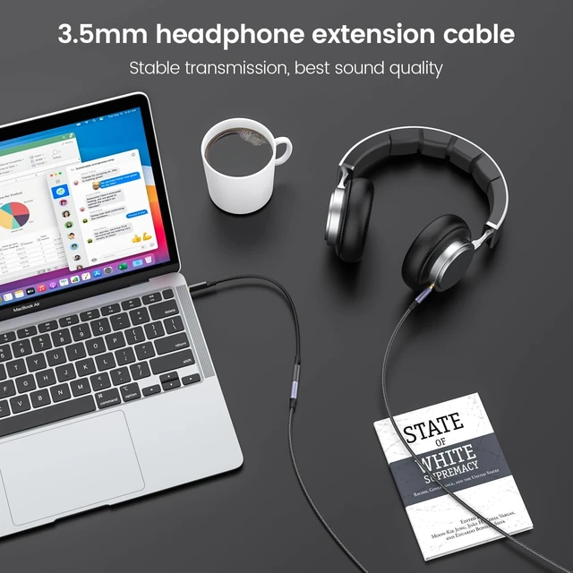 Alt view image 6 of 6 - 10FT 3.5mm Extension Cable Audio Male to Female Stereo Extension | Nylon Braided Cord Compatible for Home/Car Stereos Smartphones Headphones Tablets Media Players and More