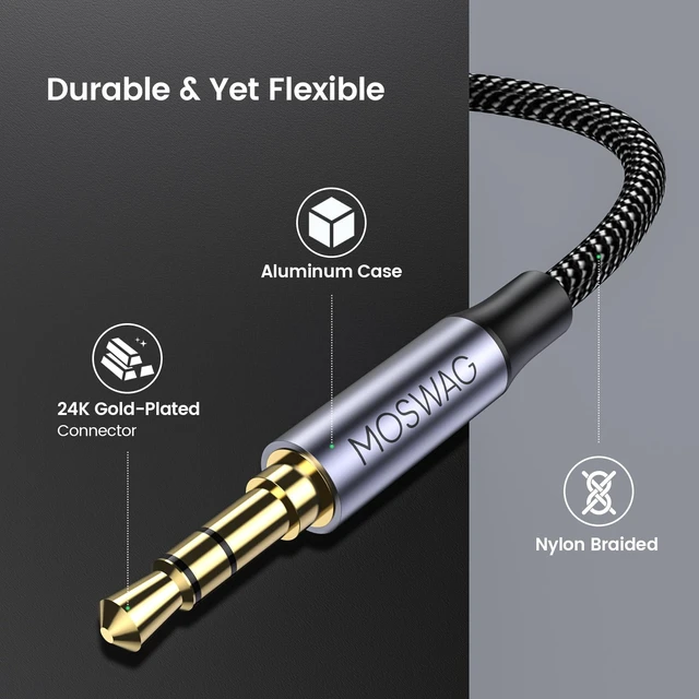 Alt view image 5 of 6 - 10FT 3.5mm Extension Cable Audio Male to Female Stereo Extension | Nylon Braided Cord Compatible for Home/Car Stereos Smartphones Headphones Tablets Media Players and More