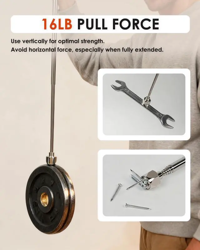 Alt view image 3 of 7 - Telescoping Magnetic Pickup Tool, 32" Extendable 16LB Strong Magnet Stick Telescopic Magnetic Pick-up Tool, Magnetic Wand Retrieval Tool Fathers Day Gifts for Dad, Grandpa, Men, Mechanic
