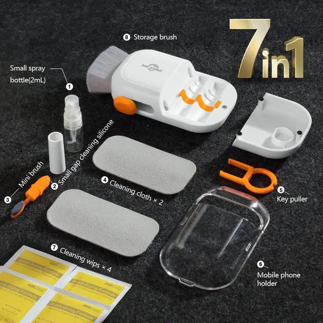 Alt view image 4 of 7 - Keyboard Cleaner 7-in-1 Laptop Cleaner Keyboard Cleaner Set for PC Monitor, TV, Phone, Computer (BBH01-White)