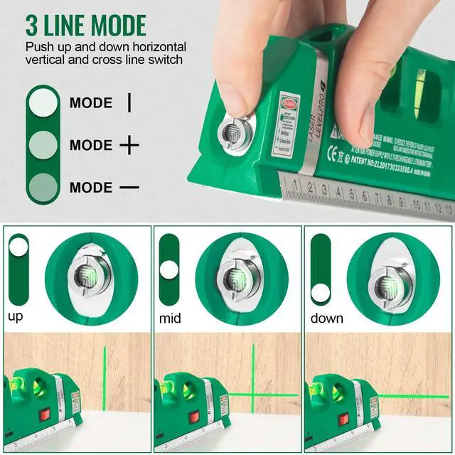 Alt view image 2 of 7 - Level Tool Laser Level Leveler tool Cross Line Vertical and Horizontal Line with USB Rechargeable for Picture Hanging cabinets Tile Walls by
