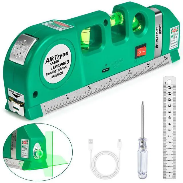 Main image of Level Tool Laser Level Leveler tool Cross Line Vertical and Horizontal Line with USB Rechargeable for Picture Hanging cabinets Tile Walls by