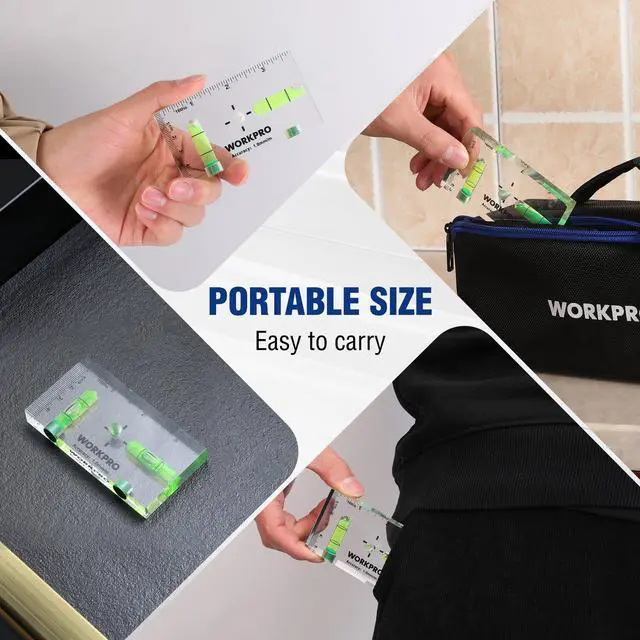 Alt view image 6 of 7 - Small Level, 3-3/4 Inch Mini Level Tool, Magnetic Level with 2 Different Bubbles 90°/180°, Shatterproof Cross Check Bubble Level, Pocket Level for Picture Hanging Tool