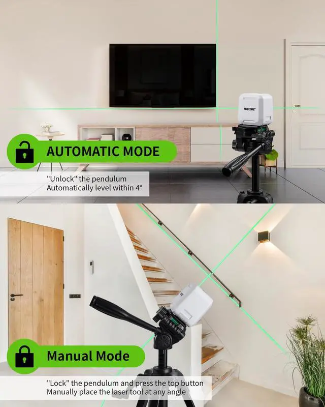 Alt view image 2 of 7 - Laser Level with Tripod, Self Leveling Laser Level Green Cross Line Laser Leveler Tool for Picture Hanging Wall Tile Home Renovation Indoor Projects, Carry Pouch and Battery Included