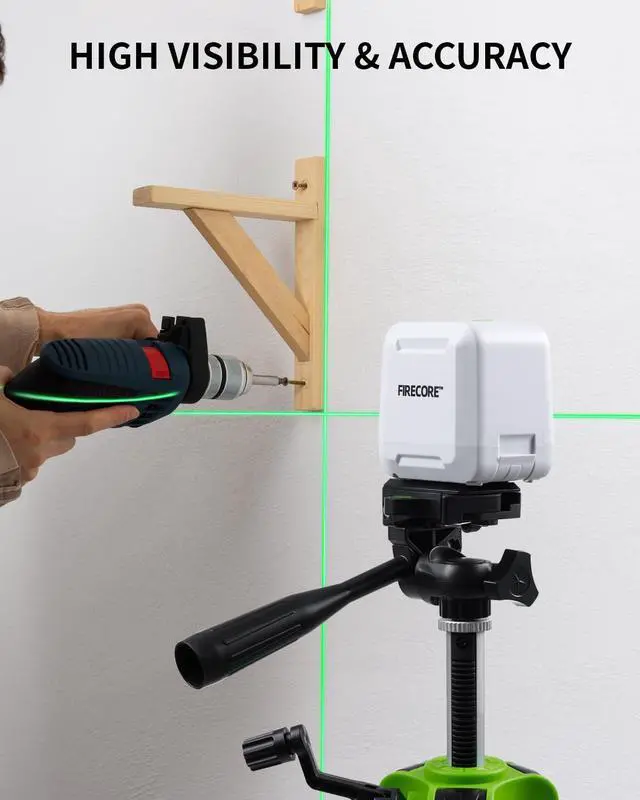 Alt view image 3 of 7 - Laser Level with Tripod, Self Leveling Laser Level Green Cross Line Laser Leveler Tool for Picture Hanging Wall Tile Home Renovation Indoor Projects, Carry Pouch and Battery Included