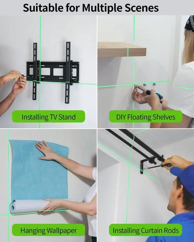 Alt view image 6 of 7 - Laser Level with Tripod, Self Leveling Laser Level Green Cross Line Laser Leveler Tool for Picture Hanging Wall Tile Home Renovation Indoor Projects, Carry Pouch and Battery Included